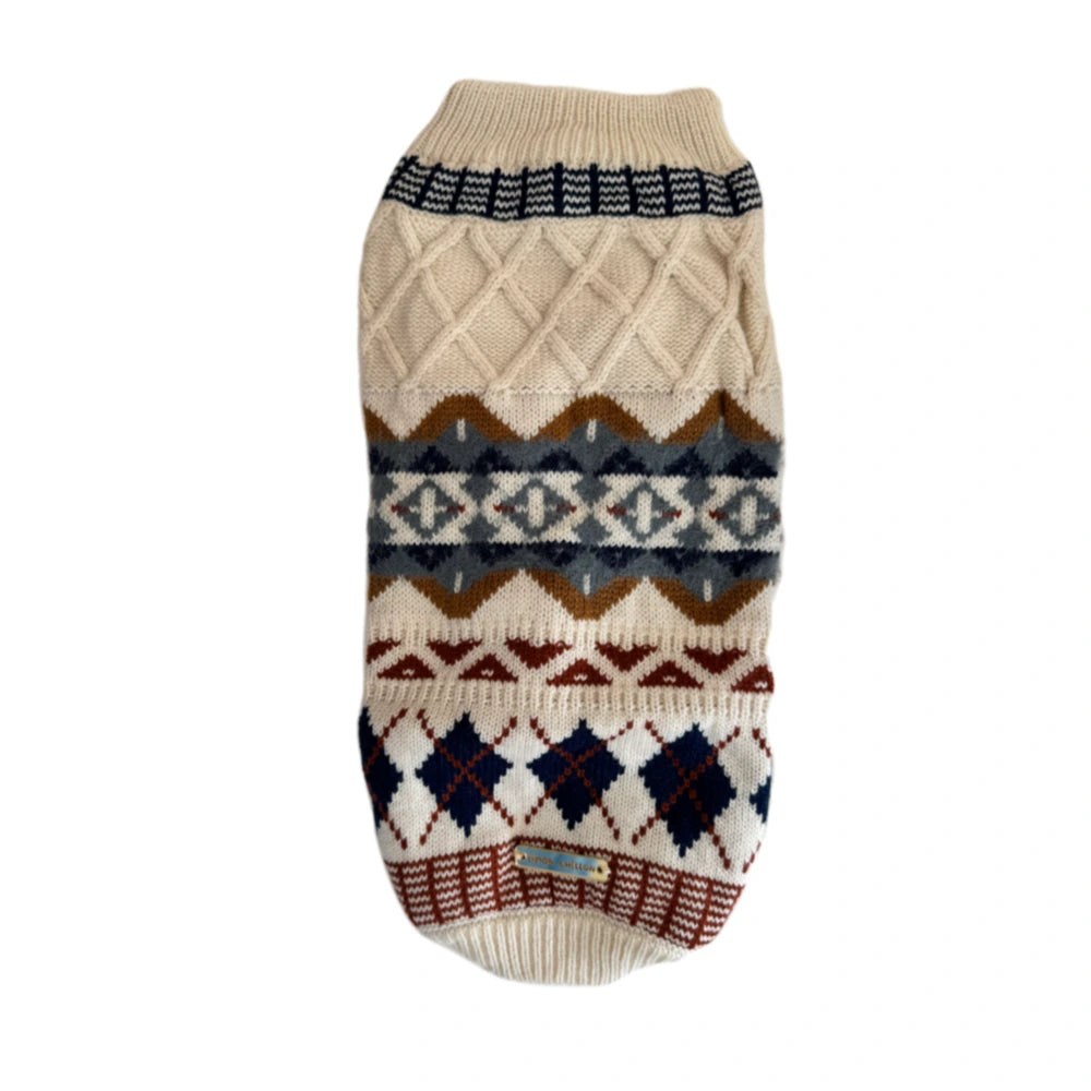 Jersey Mawis - Estampado Beige con Rombos