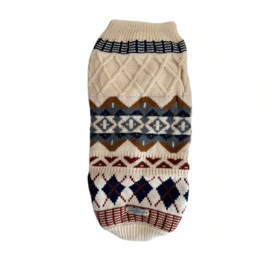 Jersey Mawis - Estampado Beige con Rombos